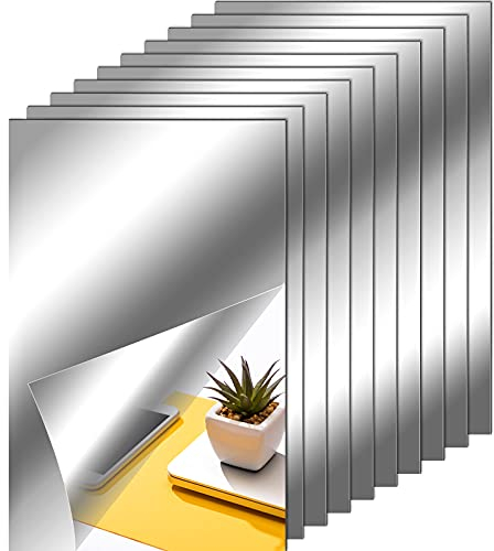 Zonon Flexible Mirror Sheets Self Adhesive Non Glass Mirror Tiles Stickers for Home Wall Decor(10 Pieces,4 x 6 Inches)