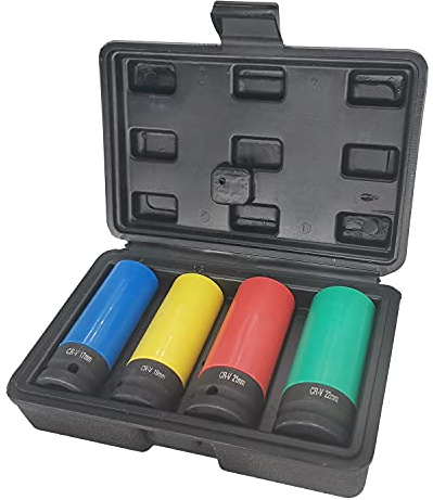 ACEBON Impact Socket Set 1/2 Inch Special Wheel Assembly and Removal CR-V Material, 17, 19, 21, 22 mm (1/2 Inch) 4 Pieces