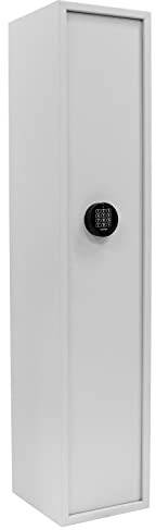 Profirst Waffenschrank S1 Teos 5, Elektronikschloss, lichtgrau, BxH 30x145 cm, inkl. Befestigungsmaterial, Platz für 5 Langwaffen, Innentresor, Schaumstoffwaffenhalter, Putzstockhalter