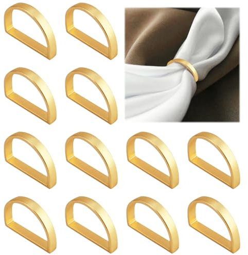Serviettenringe Gold, 12 Stück Elegante Metall Serviettenring Serviettenschnallen Blätter für Hochzeitsfeier Abendessen Jubiläum Tischdekoration