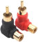 Comforty 2 conectores RCA en ángulo dorado, conector RCA en ángulo derecho, adaptador de audio 1 negro y 1 rojo para audio estéreo o vídeo AV