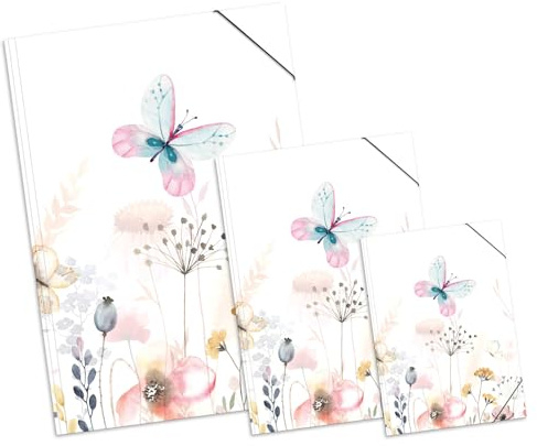 itenga Schmetterling Zeichenmappe A2 Sammelmappe A3 Gummizugmappe A4 Set