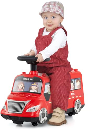 COSTWAY Coche Correpasillos para Niños, Coche sin Pedales con Botón de Música, Compartimento de Almacenamiento, Ruedas Universales y Bloqueo Antivuelco, Coche Deslizante para Niños de 19-36 Meses