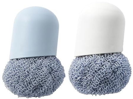 KICHOUSE 2pcs Handle Sponge Brush Dishwasher Brush Cleaning Ball Non-Slip Design for Easy Cleaning