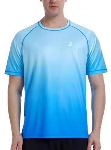 Roadbox Men's SPF 50+ Swim Rash Vest Short Sleeve, UV Sun Protection Shirts Quick Dry, Watersports Breathable Tops for Diving Surfing Running Sport