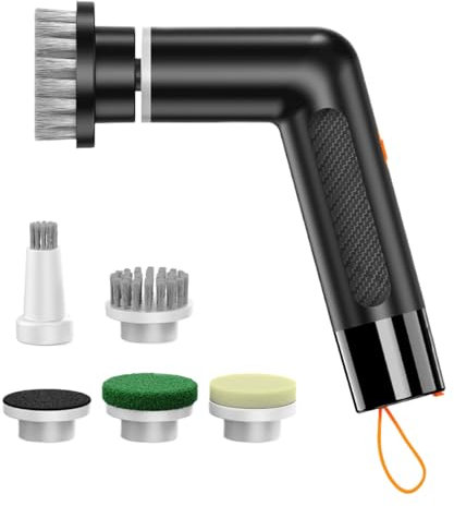 Cepillo de limpieza eléctrico, limpiador inalámbrico, cepillo de mano, giratorio, cabezal desmontable, uso en cocina y baño, diseño ergonómico, herramienta de limpieza versátil, 4.84 x 1.34 x 5.31