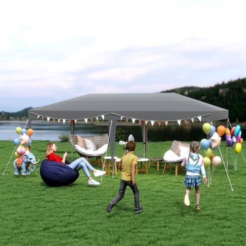 Aufun Pabellón plegable 3 x 6 m, carpa para fiestas pop-up plegable resistente al agua con protección solar estable con 6 paneles laterales y techo de Oxford, pabellón portátil para jardín, ideal para