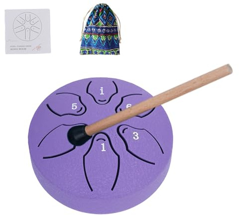 Ståltrumma för utomhusbruk, regntrumma för utomhusbruk, 6 noter 3 tum eterisk liten trumma för meditation - handpan slaginstrument med klubbor, yoga musikbok,