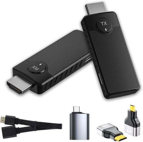 Trådlös HDMI-sändare och mottagare, 50 m räckvidd videosändare, 2,4/5 GHz, låg latens, plug and play, för bärbar dator, PC/smartphone till HDTV, projektor, hemmabio och konferens