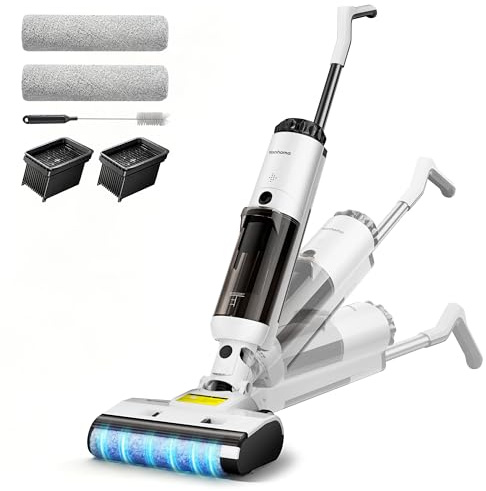 Yanhama Nass Trockensauger Akku 180° Flache Liegeposition Saugwischer 35kPa Wischsauger Kabellos mit Akku 85°C Hochtemperatur Selbstreinigung 13cm Liegehöhe Reinigung unter Tiefen Möbeln