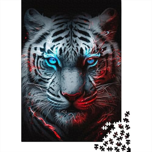 Tigre Blanco Puzzle para Adultos Puzzle de 1000 Piezas Papel Efecto de luz Nocturna Puzzle para Toda la Familia Relajación Concentración Decoración Regalo 52x38cm/1000pcs