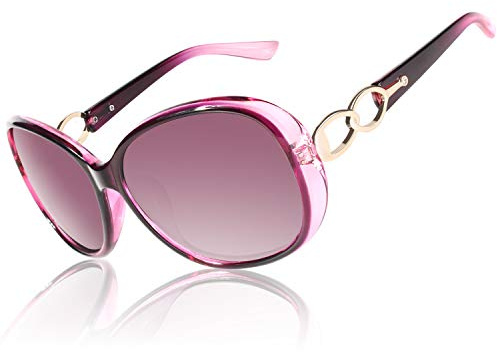CGID Lunettes de Soleil Femme Polarisées Retro Grand Cadre Designer surdimensionné Protection UV400 Avec Strass MJ85