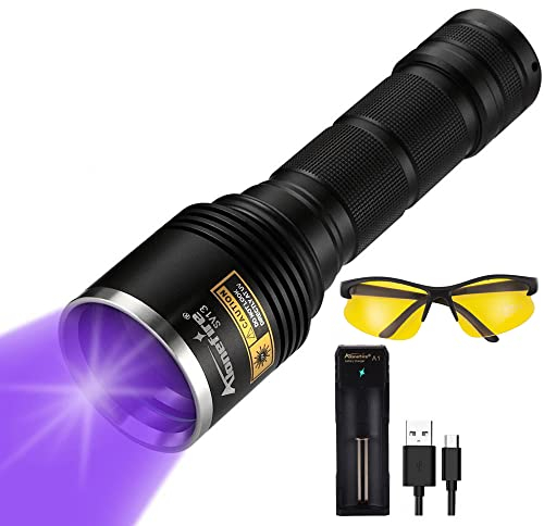 Alonefire SV13 Powerful 15W 365nm UV Torch USB Rechargeable Ultraviolet Blacklight Flashlight Black Light Pet Urine Detector for Resin Curing, Mineral, Dry Stain with Battery Charger, Battery Included