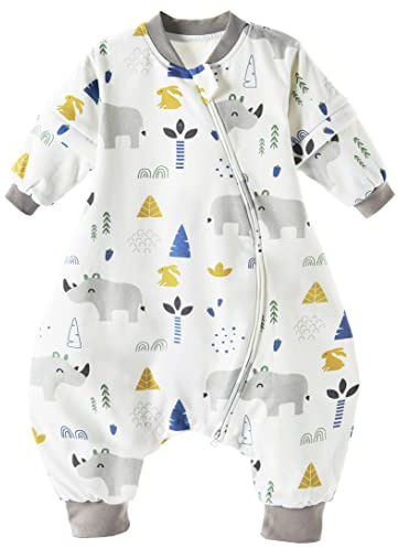 Chilsuessy Gigoteuse pour bébé toute l'année avec manches amovibles - Gigoteuse pour enfant avec pieds - 1,5 tog - 100% coton