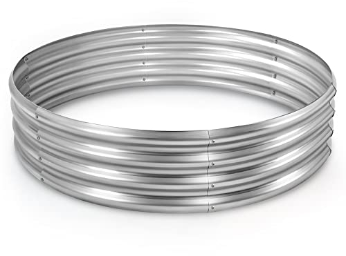 Land Guard Kit per aiuola rialzata zincata, fioriera zincata rialzata per esterni, grandi aiuole rotonde rialzate in metallo per verdure ……