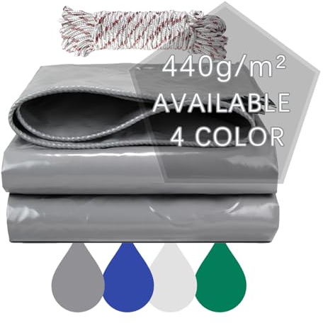 Jianyana baches imperméables pour Exterieur, 440 g/m² PVC bache de Protection Exterieur avec œillets renforcés pour Meubles,Gris (1,8 x 2,5 m)