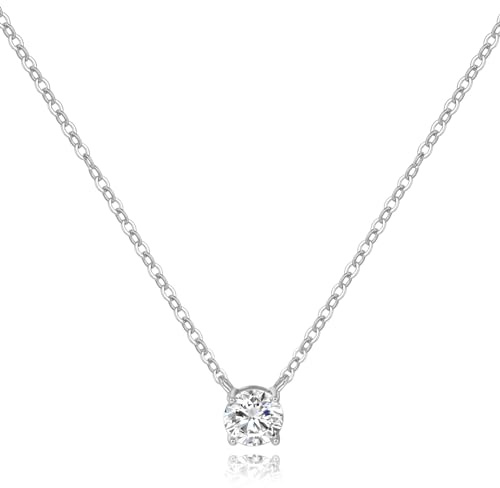 Cosie Lily Collana Argento Sterling 925 in Oro Rosa/14K Placcato/Bianco Collane da Donna con Ciondolo di Diamanti Regali Fortunati per Mamma Moglie Fidanzata