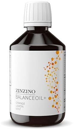 ZinZino BalanceOil+, olio di pesce (2478 mg), Vitamina D3, DHA, EPA in olio d'oliva, arancia e limone sapore menta 300 ml - Olio di pesce puro ad alto dosaggio, D3