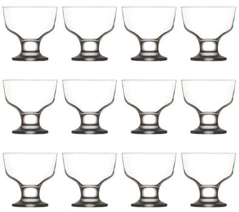 LAV 12x 285ml Destina Eisbecher aus Glas - Klein Mini Küche Fruchtsalat Eisbecher Kleinigkeit Nachtisch Cocktail Pudding Servierbecher Geschirr-Set