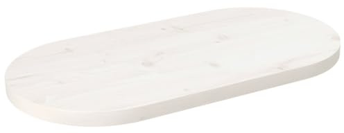 Gecheer Tischplatte Massivholzplatte Holzplatte Ersatztischplatte Regale Möbelplatte Platte für Esstisch, Schreibtischplatte Bürotischplatte für Schreibtisch,Weiß 80x40x2,5 cm Massivholz Kiefer Oval