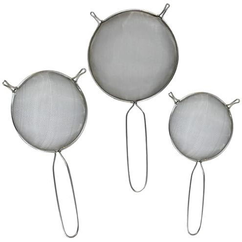 Mesh Strainers - Stainless Steel Fine Mesh Strainer - Colander-Skimmer with Handle - Sieve Sifters for Food - Strainer Sieve - Set of 3 Kitchen Strainers
