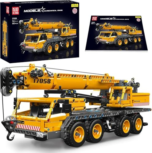 Mould King 17058 Kit da Costruzione Gru su Camion Tecnologico, Set di Modelli di Veicoli da Costruzione 997+ PEZZI, Collezione di Blocchi da Esposizione per Gru di Ingegneria Funzionale