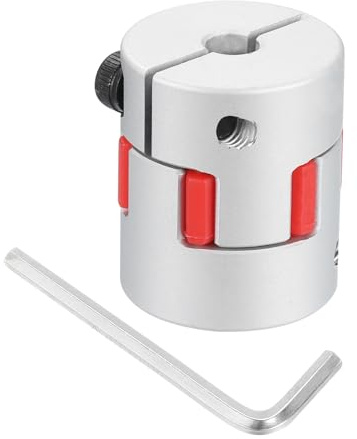 QUARKZMAN D25 L30 6mm a 6.35mm Giunto Flessibile per Albero Motore in Alluminio Giunto Flessibile a Ragno per Stampante 3D Macchina Cnc e Servomotore Passo-Passo (Tono Argento/Rosso)