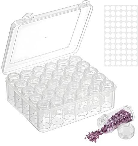 Bczhieulw 30 Grids Diamond Painting Koffer, Diamond Painting Aufbewahrungsbox, Diamond Painting Zubehör Boxen, Perlen Aufbewahrungsbox, Diamond Painting Dosen, Mit Stickers