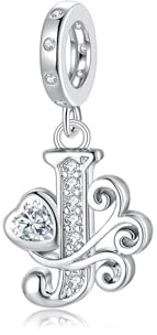 Cadeau de Saint-Valentin - Lettre J Pandora Charms S'adapte au Collier Bracelet Européen,Cadeau pour Femmes Filles Anniversaire