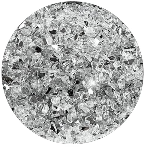 100g Clear/Natural Crushed Glass Mirror Side Broken Glass Chips 1-4mm Reflective Mirrored Granules Gravel Chunks Stones Vase Filler Garden Plants Resin Irregular