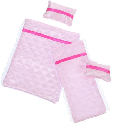 YARNOW 1ensemble Literie pour Poupées Draps Et Oreillers Doux Accessoires De Chambre à Coucher pour Maison De Poupées Facile à Nettoyer