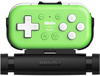 8Bitdo Micro Bluetooth Gamepad Pocket-Sized Mini Controller with Mobile Clip for Switch, Android, Supports Keyboard Mode (Green)