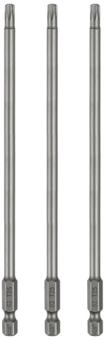 QUARKZMAN 3 stycken T25 Torx bit skruvmejsel bitsats 1/4 tum sexkantsskaft 150 mm (1/4 tum) lång magnetisk sexkant utan hål spets skruvmejsel borrbitar S2 stål för Torxskruvar