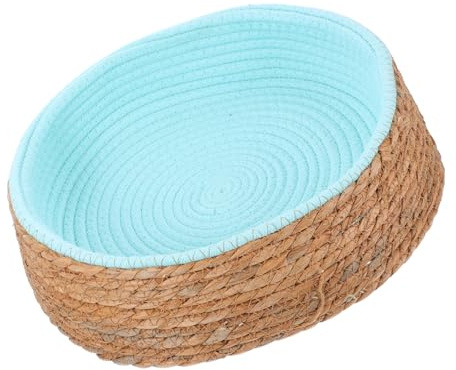 SOIMISS Woven Wicker Round Pet Bed Durable Natural Grass Cat and Dog Sleeping Mat Comfortable Design for Small Pets Scratch and Bite Resistant for Cozy Resting at Home