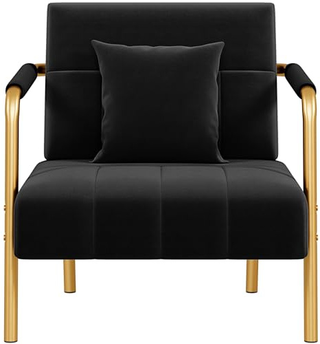 Yaheetech Black Velvet Upholstered Tub Accent Armchair Compact Lounge Chair