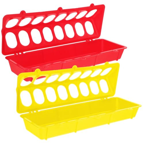 Abaodam Automatic Chicken Feeder Bird Food Trough 2pcs Small Flip-top Plastic Feed Containers for Parrots Quail and Poultry Cage Use