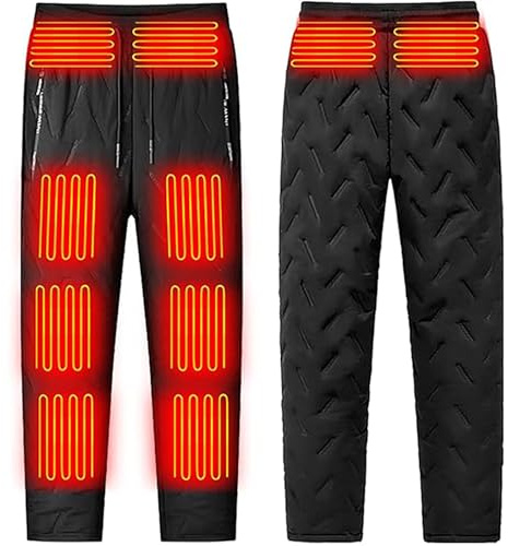 RUMAOZIA Pantalones calefactables para hombre con banco de energía, ligeros, eléctricos, para correr, pesca, esquí, ciclismo, Z01 negro., 6XL