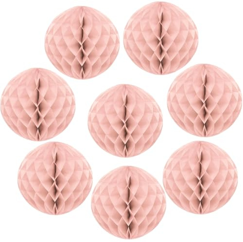 QUARKZMAN 8 Pcs Bolas De Panal, 8 Diámetro Flores De Papel Pompones De Papel Artesanías Para Manualidades DIY Decoración Del Hogar Fiesta De Cumpleaños Navidad, Rosa Melocotón