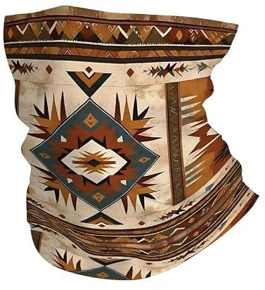 Slangduk etno aztekmönster multifunktionell duk halsduk 50 x 25 cm | Geometrisk etnisk design – lätt, andningsaktiv och idealisk för utomhus, resor, sport och vardag.