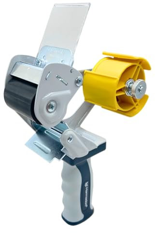 Harmadon Paketbandabroller für 2 Packband - Klebebandabroller 50mm - Abroller Klebeband mit LOW NOISE Geräuschreduzierungssystem - Paketklebeband Abroller - Packbandabroller - GFC-828