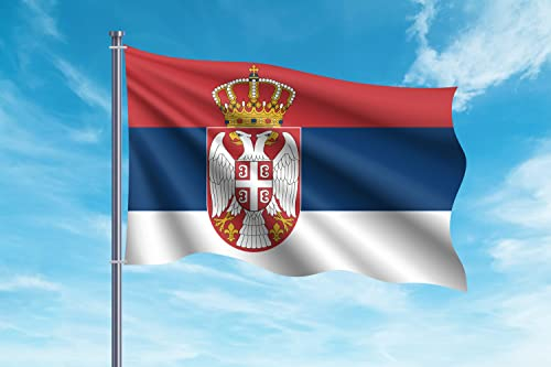Oedim Bandera de Serbia | 150x85cm | Reforzada y con Pespuntes | Bandera con 2 Ojales Metálicos y Resistente al Agua