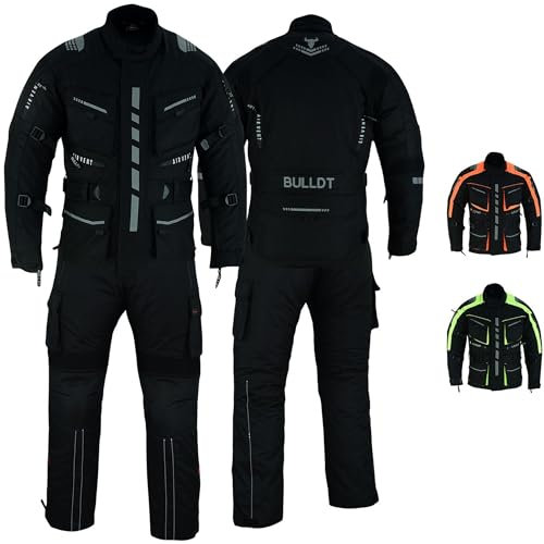BULLDT Herren Motorradkombi Textilien motorradjacke + Motorradhose inkl. Protektoren, 52/L, Schwarz