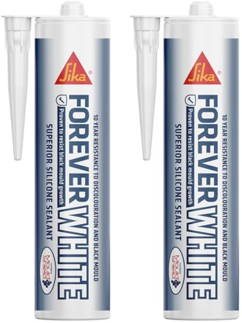 Everbuild Forever Anti-Mould, Superior Hygienic Silicone Sealant for Areas of High Humidity - White - 295ml (Pack of 2)