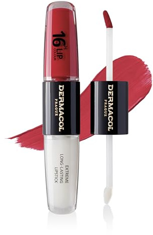 NEW Dermacol - 16-Hour Lip Colour, Highly Pigmented Glossy Lip Stain, Two-Phase Lip Plumper Gloss, Kissproof Lip Makeup Products with Matte and Glitter Finish,n.3