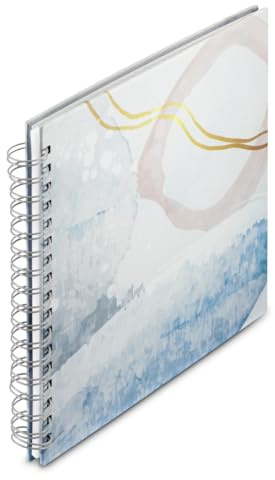 Hama Album fotografico a spirale Watercolor 28 x 24 cm (100 foto 10 x 15 cm da incollare, 50 pagine bianche, Album Scrapbooking DIY Libro fotografico da personalizzare e incollare) Blu