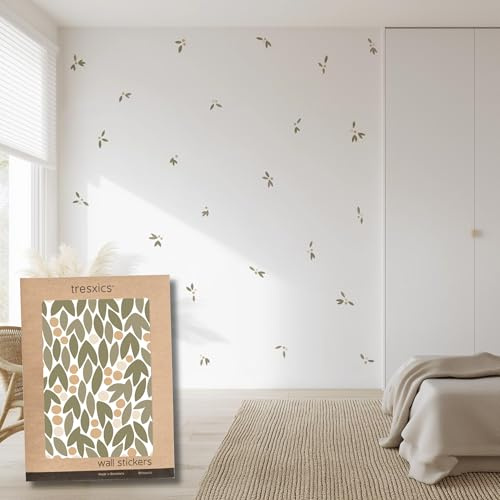 Pegatinas Pared Decorativas | Vinilo Adhesivo Pared Hojas| Efecto Papel Pintado | Detalle Decorativo | 97 piezas | TRESXICS (Marrón)