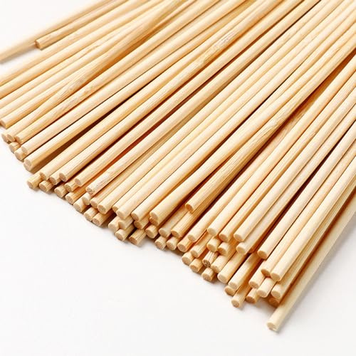 Elepl 100 Pièces Baguette Bois Ø 3 mm Longueur 30 cm Rond en Bois Lisse et Sans Bavure Baton Bois pour Arts Plastique Bricolage Décorations & Modèle Architectural