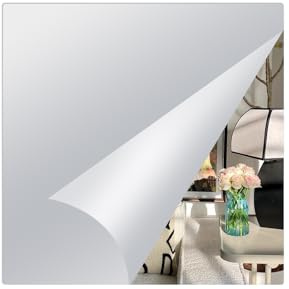 Abyssaly 2mm Thick Acrylic Mirror Tiles Self Adhesive for Bathroom | 20x20cm Acrylic Square Stick on Wall Mirrors for Bathroom, Door, Bedroom, Living Room, Hallway Decoration 8 Pcs