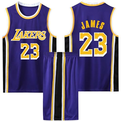 ABRTJCL 2 Pezzi Maglietta Basket e Pantaloncini, Maglietta da Basket per Adulti/Bambino, Set Abbigliamento per Allenamento da Adulti/Bambino Viola S