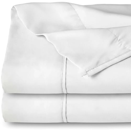 Yorkshire Bedding Flat Sheet King Size 100% Egyptian Cotton 200 Thread Count Hotel Quality 2 Pack White Bed Sheets